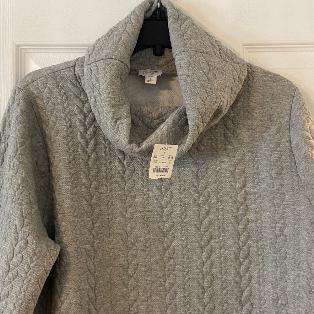 J. Crew Light Gray Cowl Neck Sweater size L length 26” bust 42” brand new - Picture 3 of 12